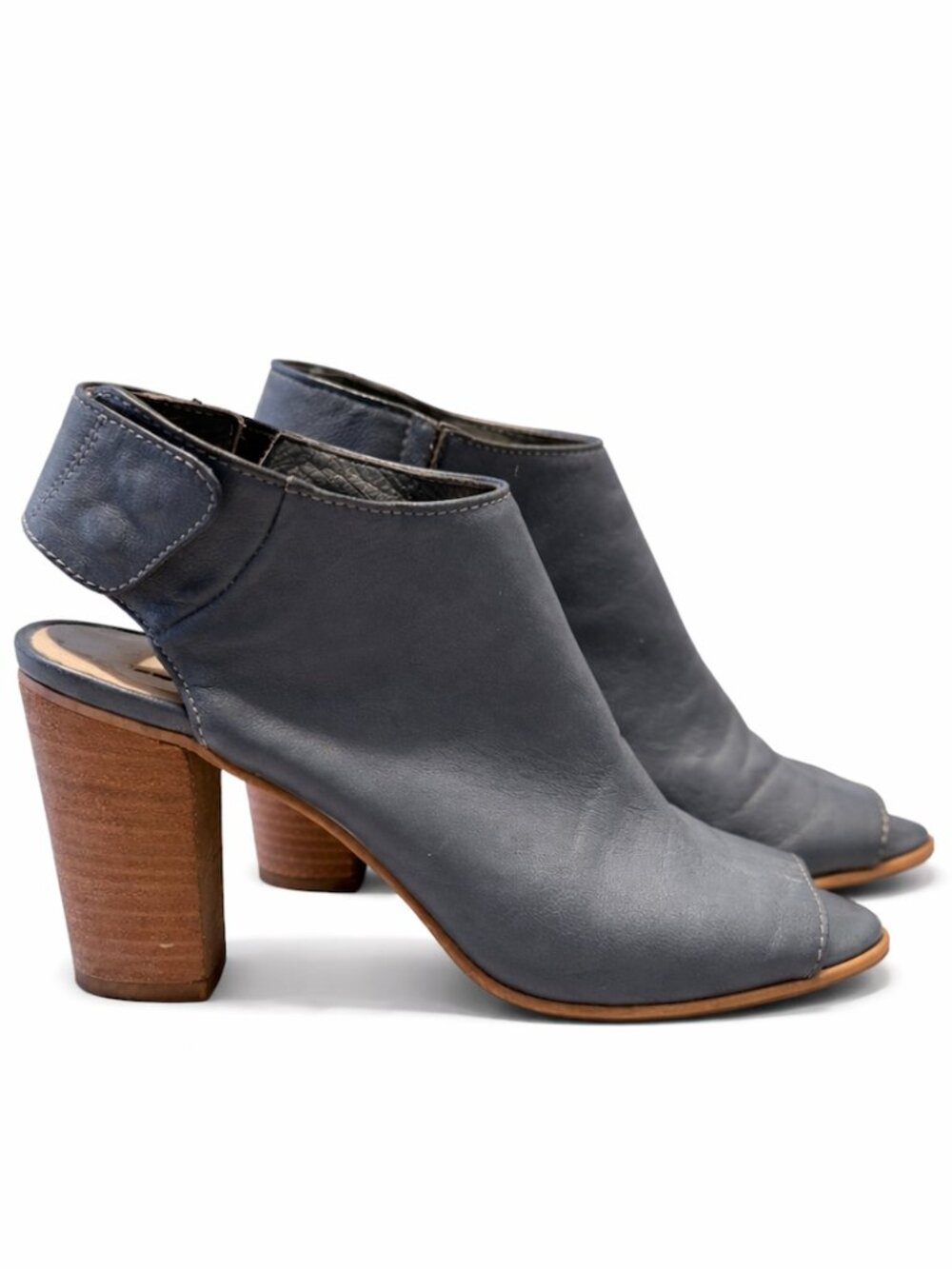 💋 Steve Madden Leather Bootie Sandal | Sz 7.5 | Chunky Wooden Heel